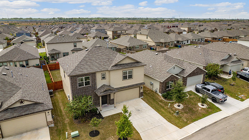top view subdivision roofing houses